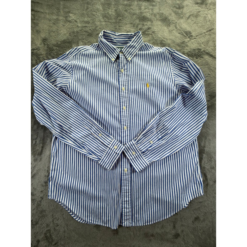 Ralph Lauren Men's XL Classic Fit Blue White Striped Button Down Shirt LS